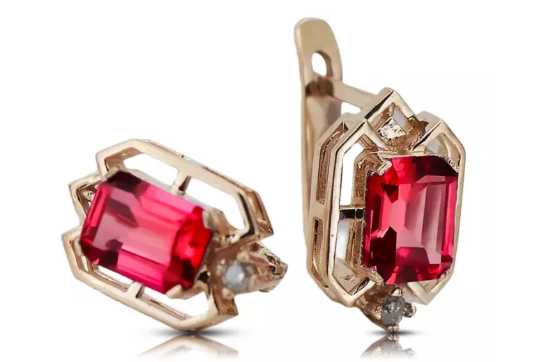 Original Vintage 14K Rose Gold Ruby Earrings Vintage craft vec020r